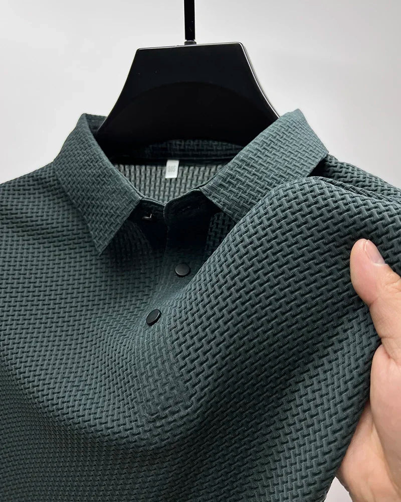 Business Casual Sweat-absorbing Top Brand Clothes Summer New Men's Short Sleeve T-shirt Ice Silk Cool and Breathable POLO Shirt
