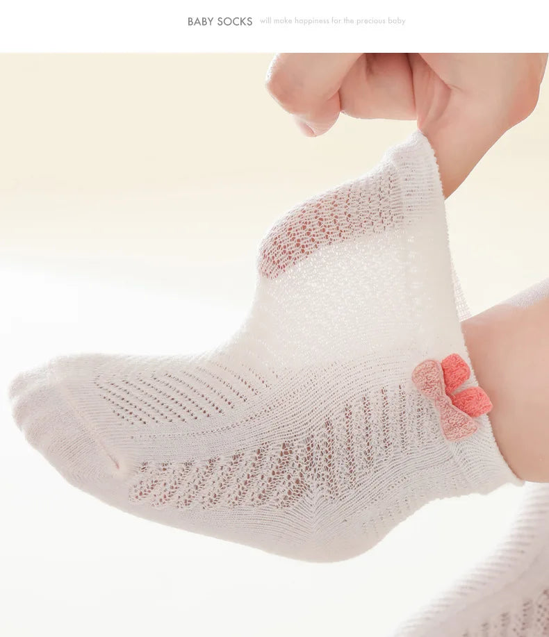 4Pairs/Lot Summer Baby Mesh Thin Socks Cartoon Soft Cotton Newborn Sock Princess Infant Toddler Girls Cute Breathable Socks