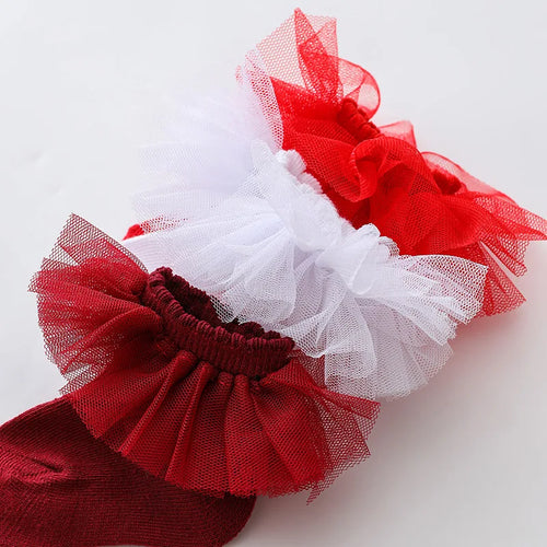 0-1Y Newborn Infant Toddler Baby Socks Girls Kids Princess Bowknot Lace Floral Short Socks Cotton Ruffle Frilly Trim Ankle Socks
