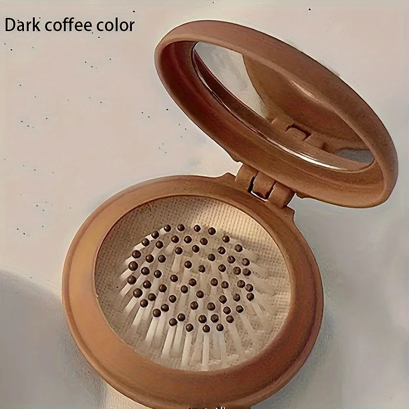 Mini Portable Folding Travel Hair Brush with Mirror for Women Lightweight Plastic Dual Fold Design for Outdoor Use Hand Washable