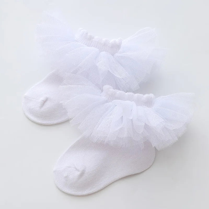 0-1Y Newborn Infant Toddler Baby Socks Girls Kids Princess Bowknot Lace Floral Short Socks Cotton Ruffle Frilly Trim Ankle Socks