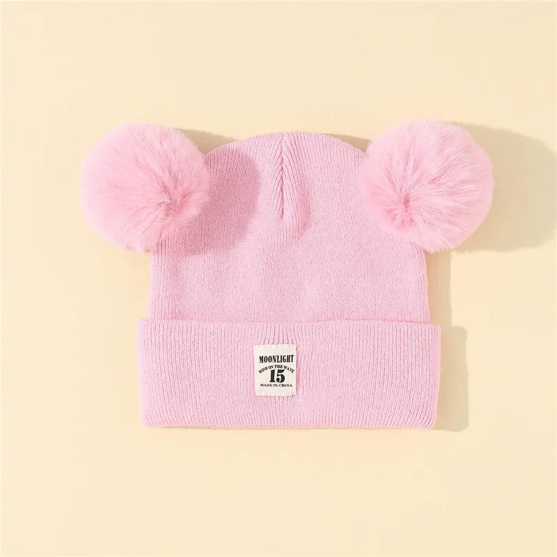 Children's Caps Baby Wool Hat Children's Thick Hats Warm Earmuff Winter Warm Knit Caps Infant Toddler Cap Kids Pom Pom Hat