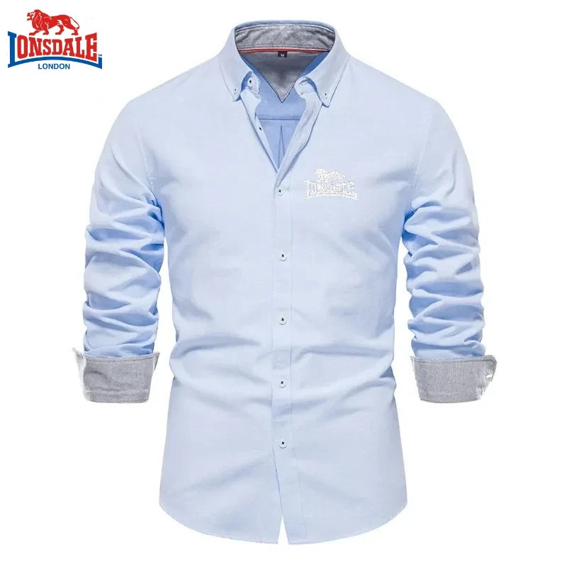 New Spring and Autumn Cotton Social Shirt Men Solid Color High Quality Long Sleeve Shirt for Men Lapel Casual Social Men's Shirt