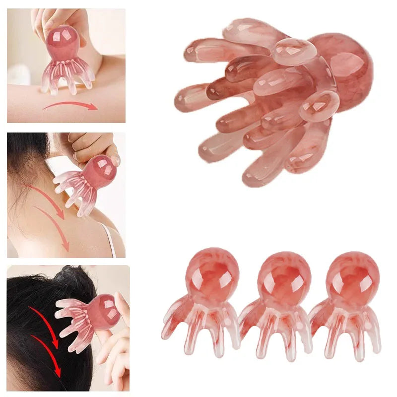 Octopus Massage Comb 8/14 Tooth Resin  Korean Hair Care Acupressure Stress Relief Anti-Hair Loss Portable Head Massager for Home