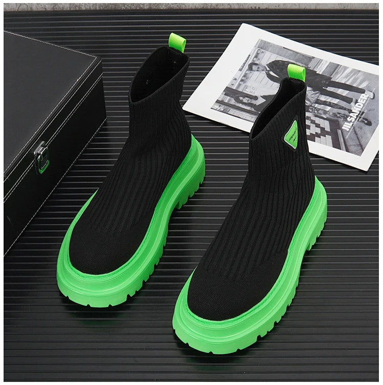 New Socks Sneakers Men Knit Upper Breathable Sport Shoes Sock Boots Man Shoes High Top Running Shoes for Men Zapatillas