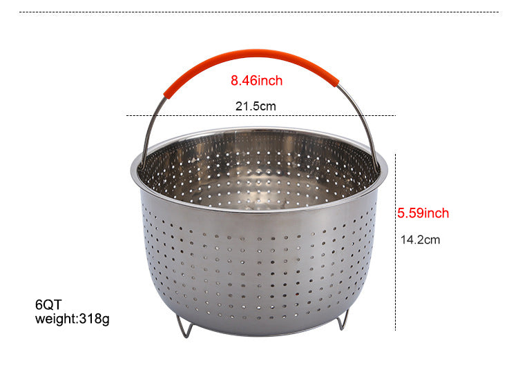 Stainless Steel 304 Steamer Basket With Silicone Feet for Pressure Cooker Accessories with Instant Pot Kitchen Food Strainer