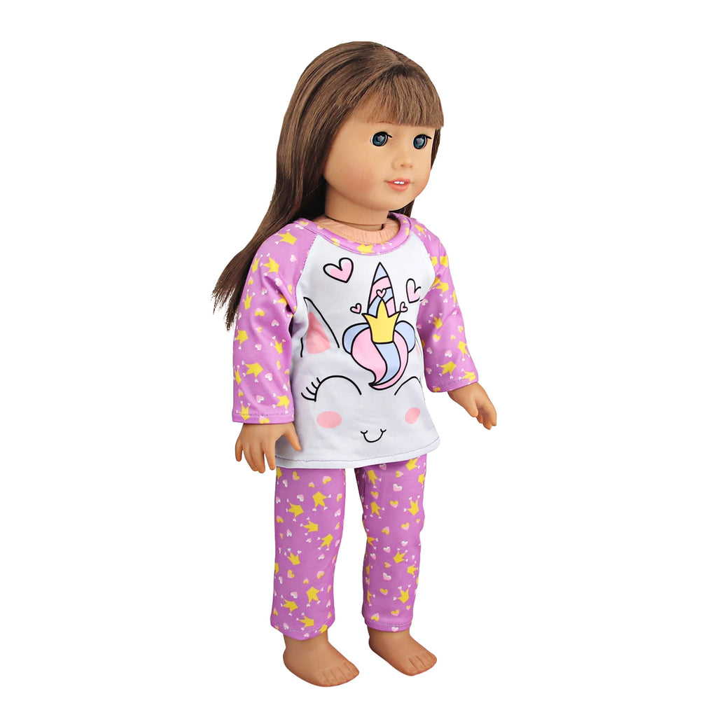 Doll Clothes Pajamas  For 43cm Baby New Born&American 18 Inch Girl Doll Unicorn Shark Cartoon Clothes Suit For Generation Doll