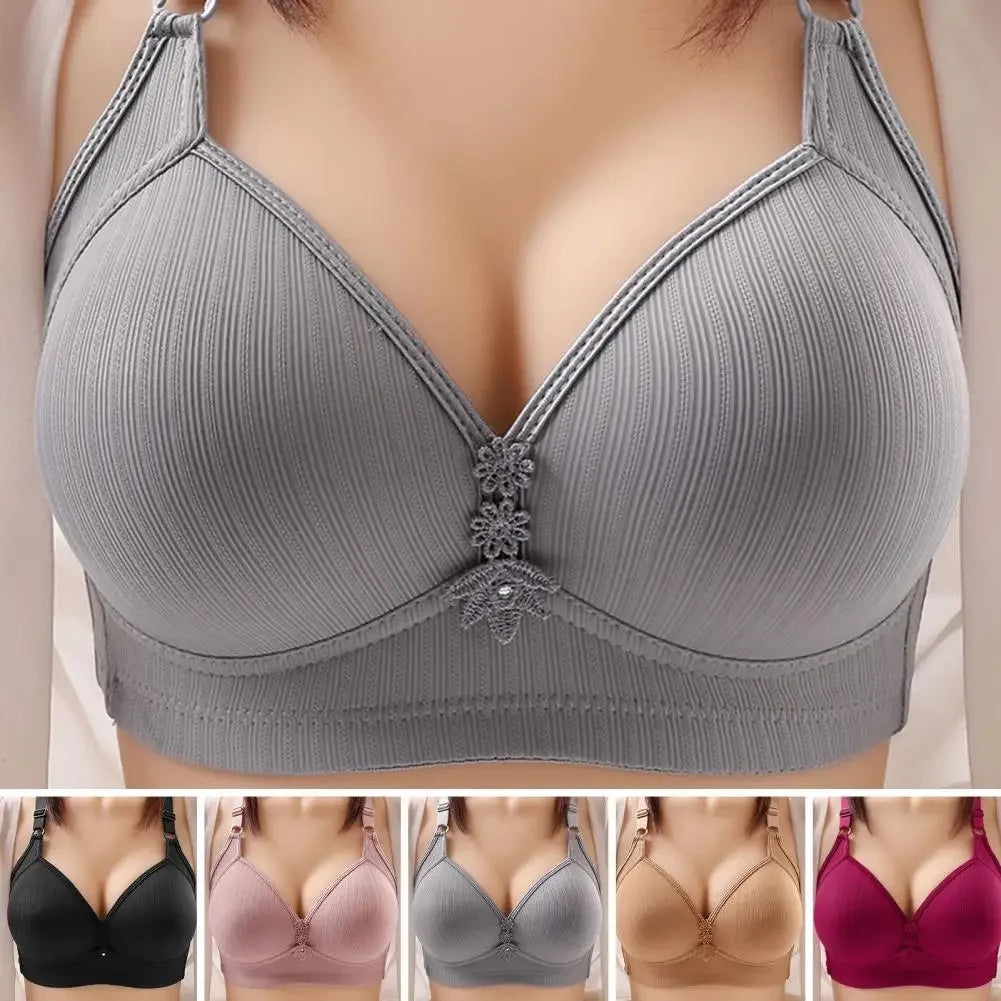 Breathable Soft Mom Style Soft Thin Cup Bralette Middle-aged Elderly Women Comfortable Gathered Breast Support Brassiere Bra