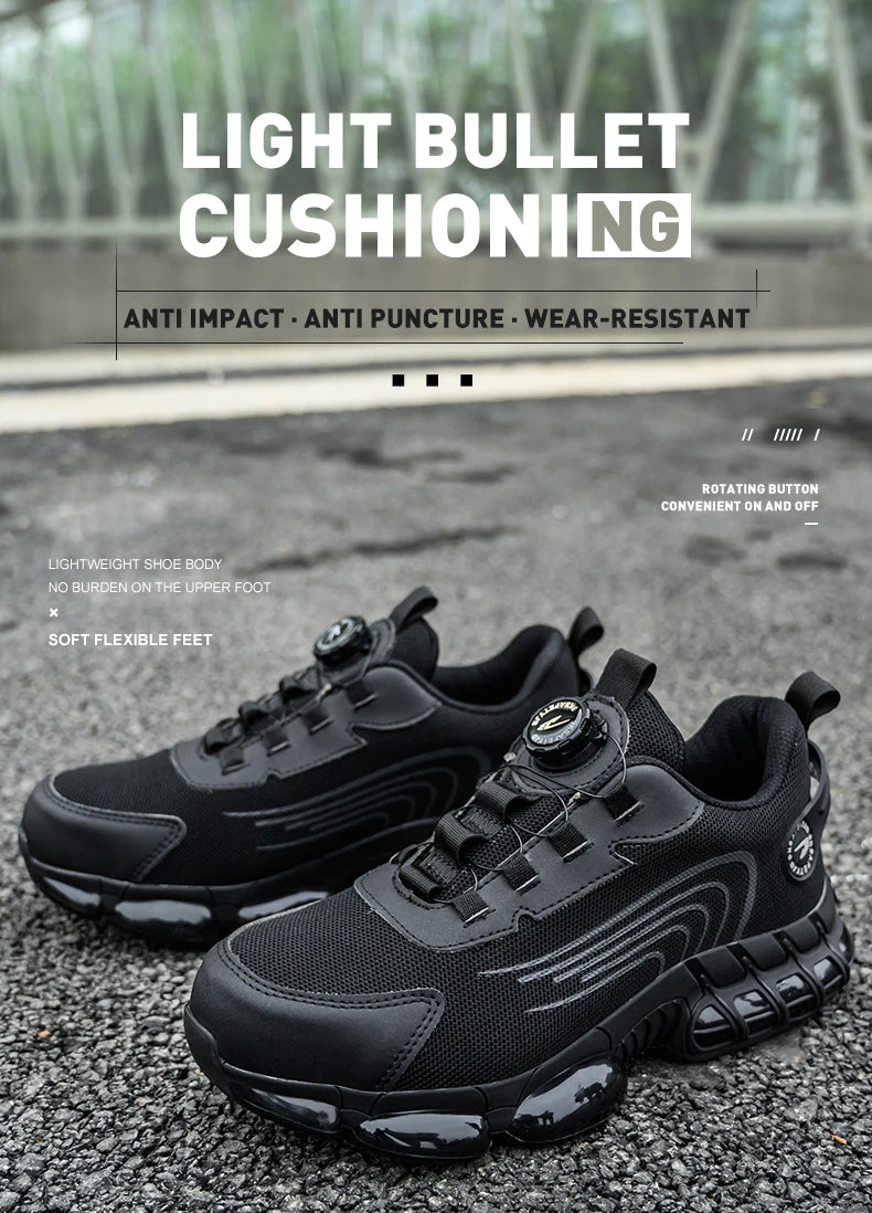 Unisex Rotating Button Safety Shoes Men For Work Sneakers Shoes Puncture-Proof Protective Women Shoes Steel Toe Work Boots