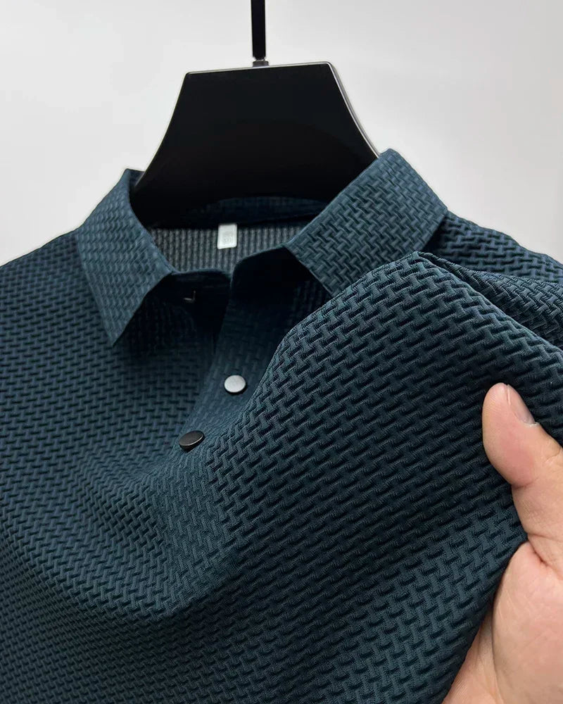 Business Casual Sweat-absorbing Top Brand Clothes Summer New Men's Short Sleeve T-shirt Ice Silk Cool and Breathable POLO Shirt