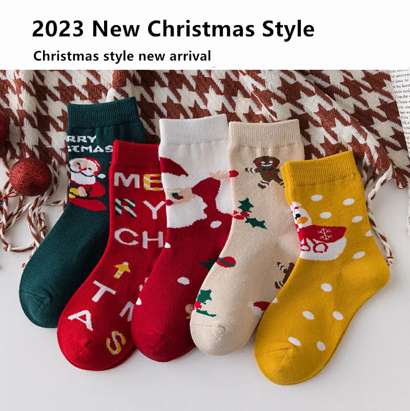Kids Christmas Socks For 1-10Years Children's Short Socks Girls Boys Winter Warm Cotton Toddler New Year Gift Santa Claus Socks
