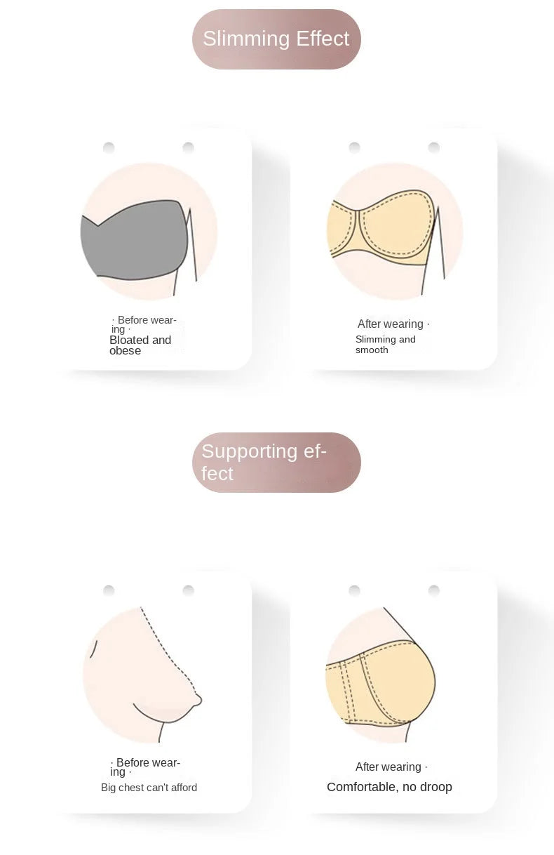 Comfortable Breathable Adjustable Brassiere Thin Section Without Steel Ring Bra Large Breasts Appear Small Side Gathering Bra