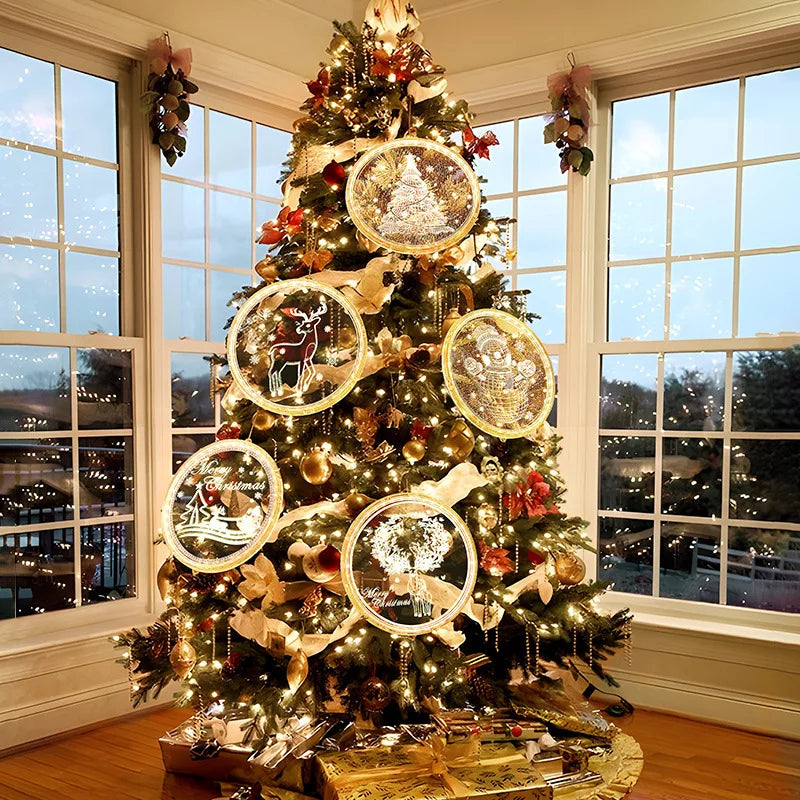 Christmas Transparent Luminous Night Lights, Festive Scene Atmosphere Decoration and Hanging Ornament Store