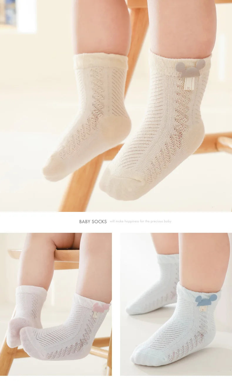 4Pairs/Lot Summer Baby Mesh Thin Socks Cartoon Soft Cotton Newborn Sock Princess Infant Toddler Girls Cute Breathable Socks