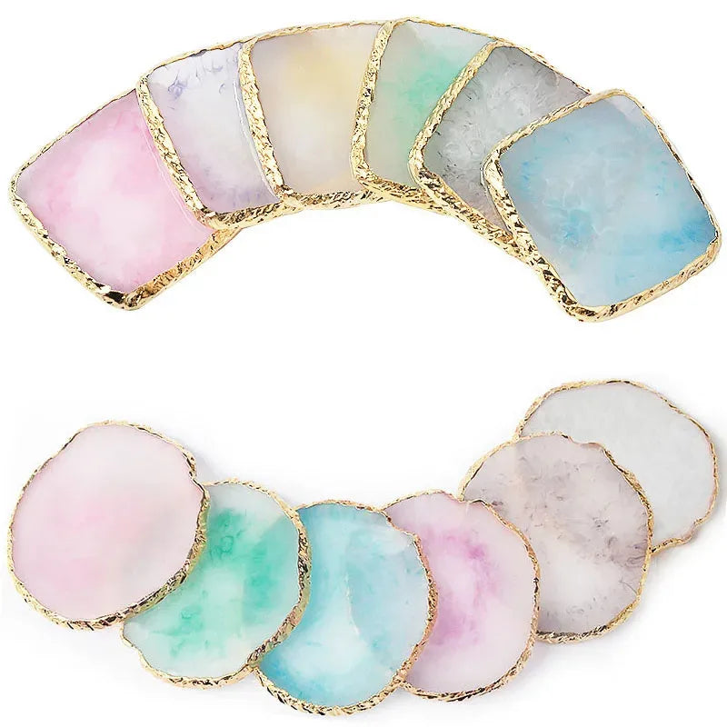 Natural Resin Stone Luxury Nail Art Palette Mix Color Drawing Pallet Gel Polish Display False Nail Tips Shelf DIY Manicure Tools