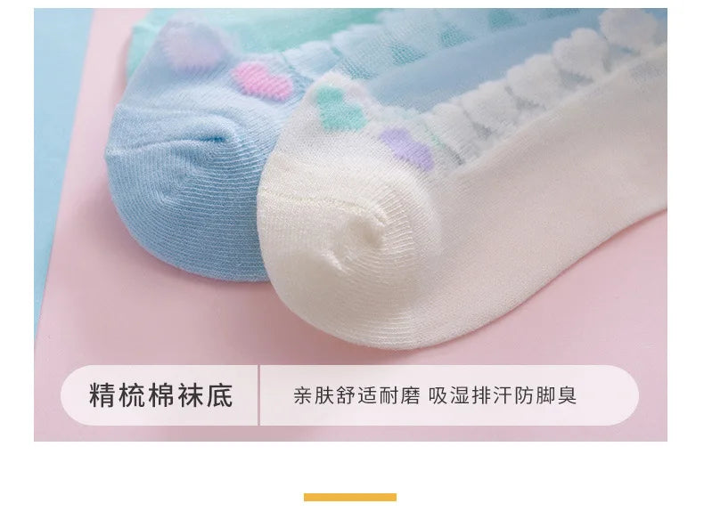 1 Pair Soild Color Thin Lace Mesh Socks for Baby Children Girls Summer Dresses Paired with Princess Socks Baby Clothing