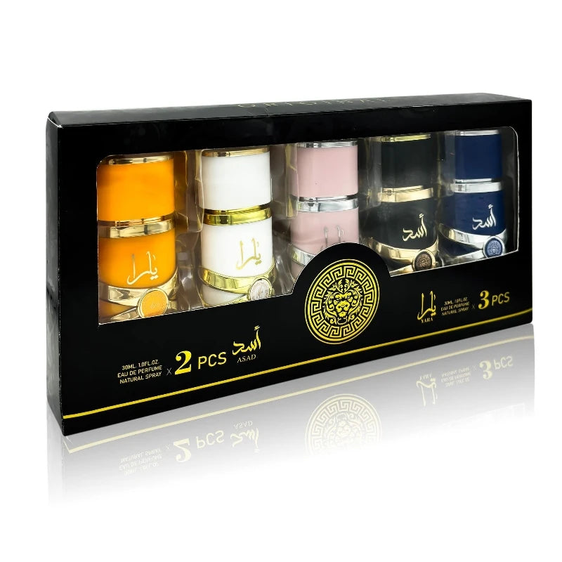 5PCS 30ML Unisex Perfume Woman Man Original Long Lasting ASAD YARA Perfumes Set Female Fragrance Arab Parfume Gift