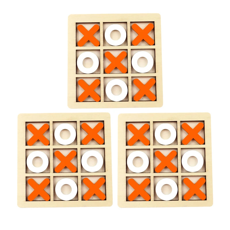 Montessori Chess Play Jigsaw Toy Game Wooden XO Tic Tac Toe Game Interaction Puzzles Training Brain Learning Early Education Toy