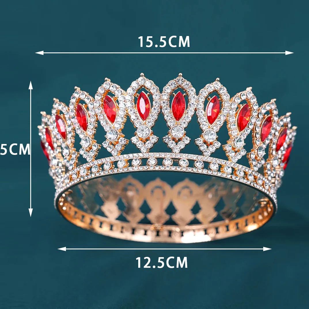 Vintage Bridal Tiara Baroque Marquise Rhinestone Round Crown Wedding Dress Accessories Crown Hair Jewelry Accessories