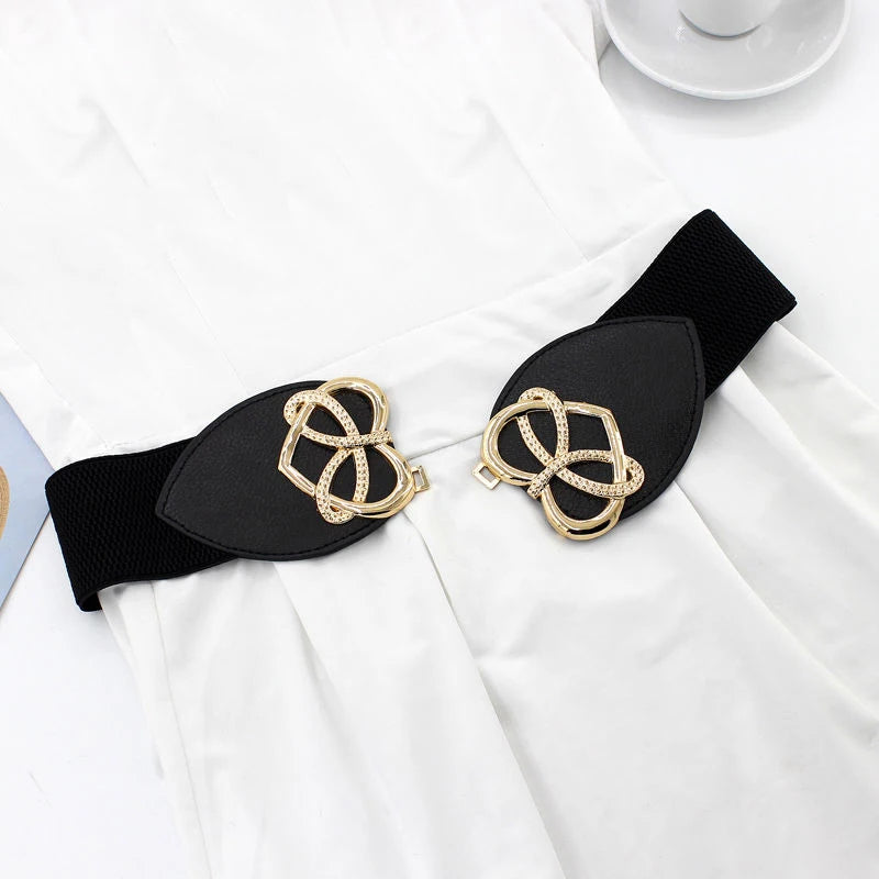 Women Wide Elastic Waist Belt Vintage Stretchy Waistband for Ladies Dresses