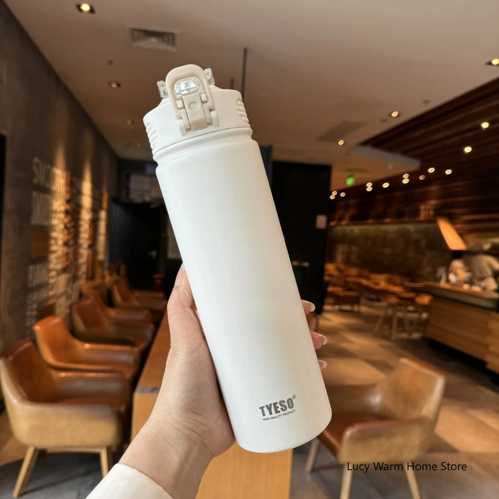 Thermal Water Bottle with Straw 750/600ML Stainless Steel Bottle Keeps Cold and Heat High Capacity Thermal Mug Thermos Bottle