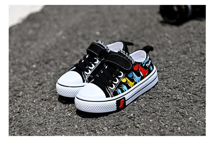 Children cartoon canvas shoes boys and girls casual low-top shoes baby spring and autumn breathable single fashion sneakers