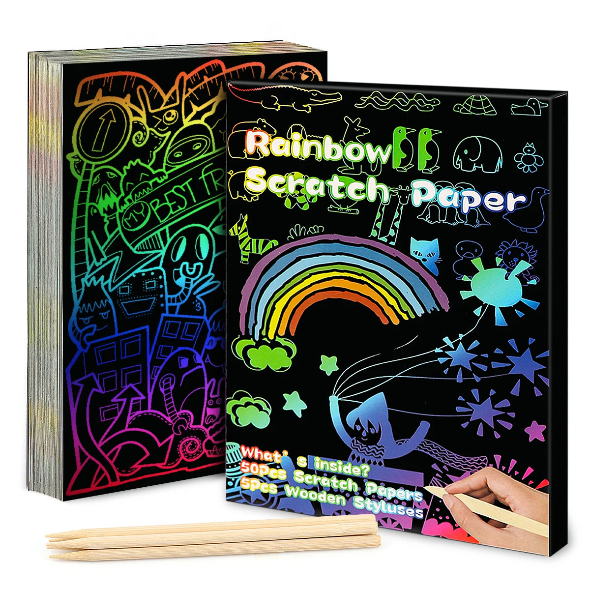 Dazzling Scratch Painting Parent Child Interactive Toys Note Cards Handmade Painting