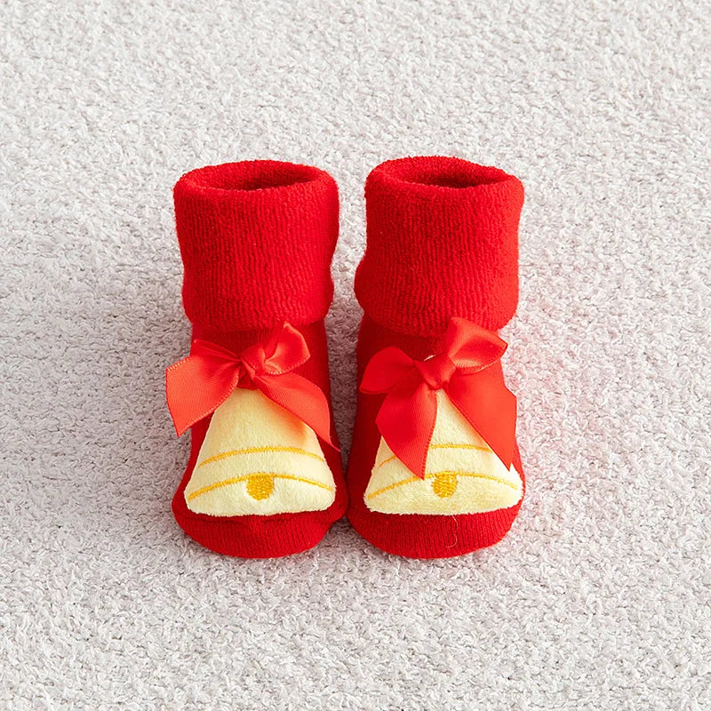 Baby Christmas Socks Newborns Cotton Winter Thickened Short Socks Kids Floor Socks Girls Boys Non-slip Print Toddler Clothing