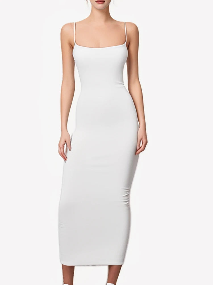 2025 New Spring Summer Women's High Elastic Sleeveless Backless Dress Long Sling Dresses Club Sexy Suspender Dress