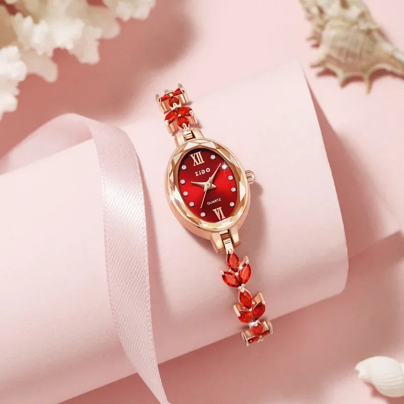 Women's Watches Light Luxury Diamond Inlaid For Clover Watch Waterproof Oval Ladies Fashion Quartz Bracelet Wristwatch relógio