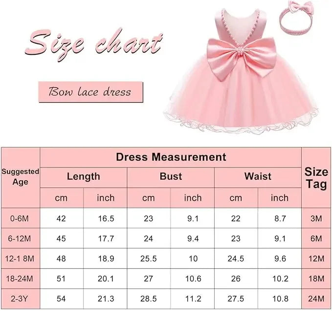 Baby Dresses For 1st Birthday Girls Party Dresses with Headwear Bowknot Toddler Girl Princess Dress Backless Kids Wedding Dress