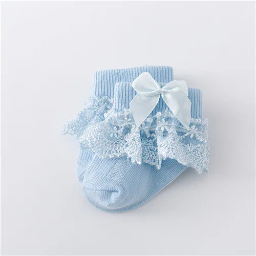 Lawadka 0-24Month Newborn Baby Socks For Girls Cotton Lace Infant Girls Sock Princess Bow Toddler Baby Girls Socks Spring 2024