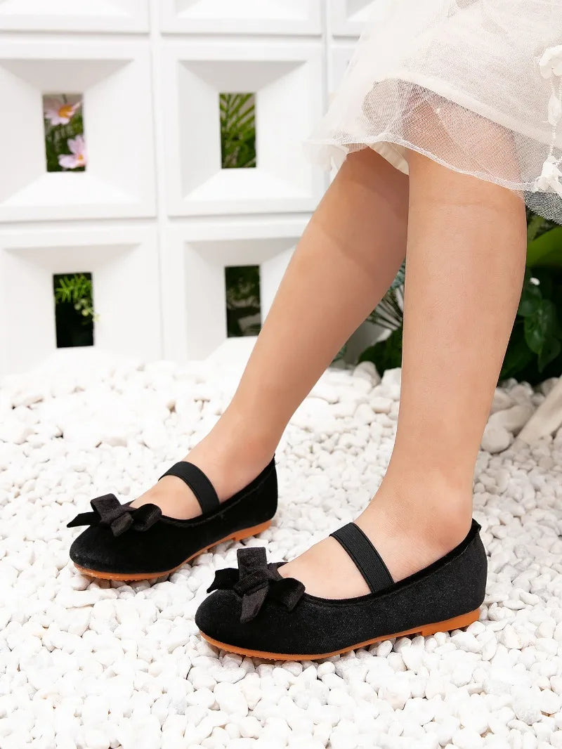 Children's Moccasins Solid Color Bowknot New Girl Leather Shoes Fashion Ballet Versatile Kids Causal Princess Wedding Flat Shoes