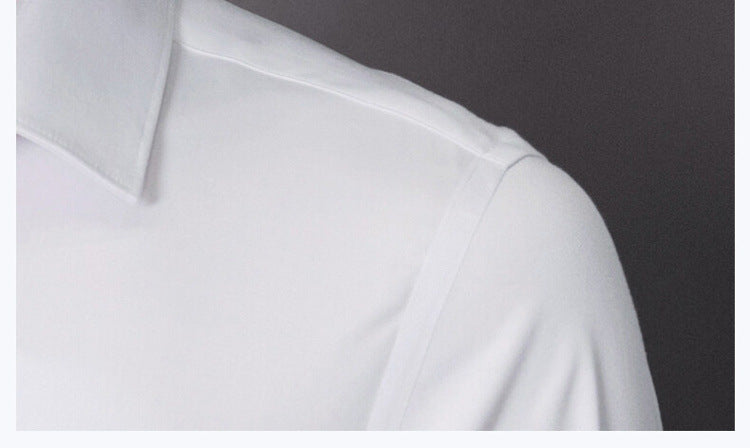 New Plus Size Men Solid Color Business Shirt Fashion Classic Basic Casual Slim White Long Sleeve Shirt Brand Clothes