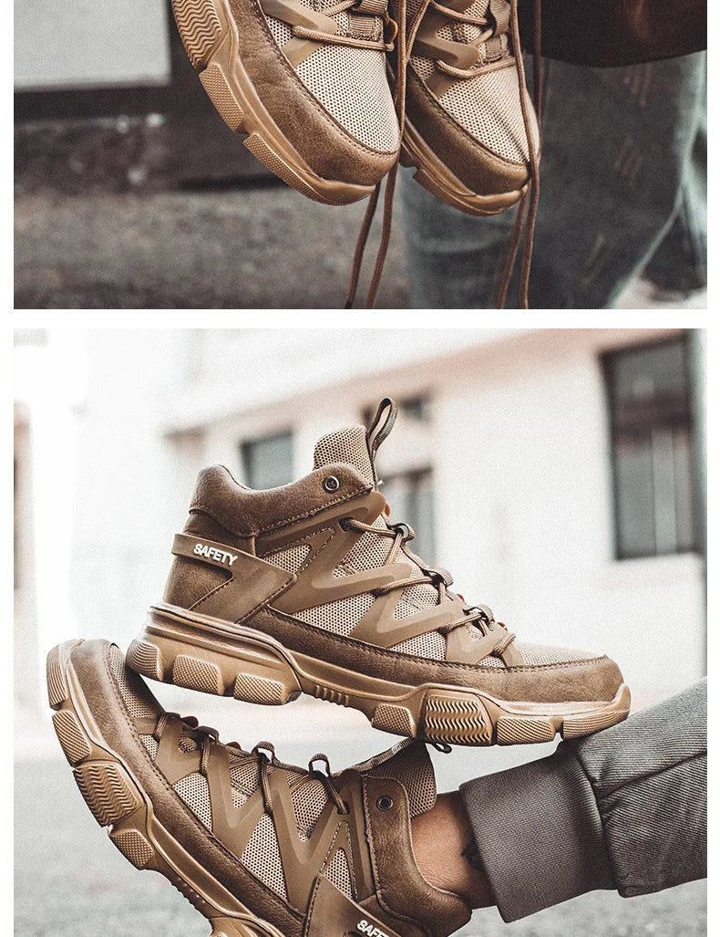 Work Safety Shoes Men's Safety Boots Anti-smash Work Shoes With  Plastic steel head Shoes Men Work Boots Anti-stab Safety Sneake