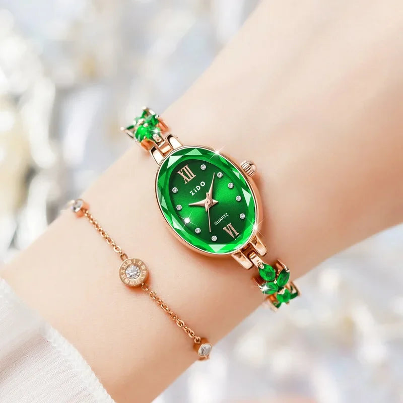 Women's Watches Light Luxury Diamond Inlaid For Clover Watch Waterproof Oval Ladies Fashion Quartz Bracelet Wristwatch relógio