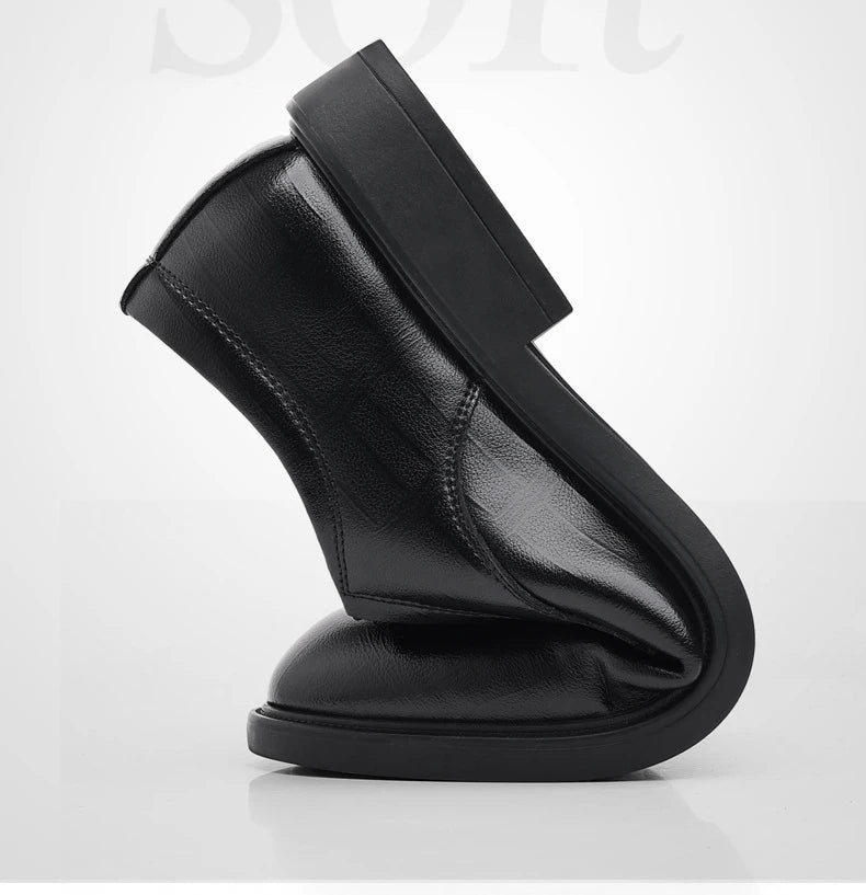 3 6 8cm Heel Men's Dress Shoes New Designer Cow Leather Increase Casual Spring Autumn Black Platform Wedding Shoes Male