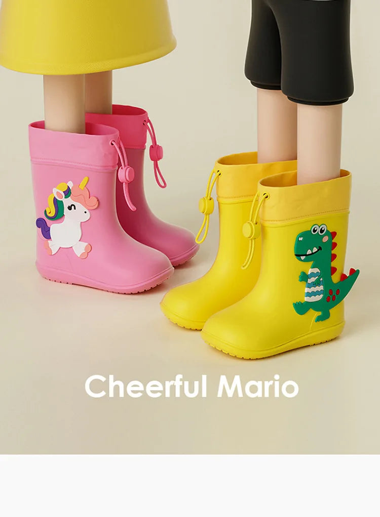 Kids Girl Boy Rain Boots Waterproof Toddler Rainboots Children's Shoes Rubber Boots Kids Baby Cartoon Dinosaur Water Shoes Boots