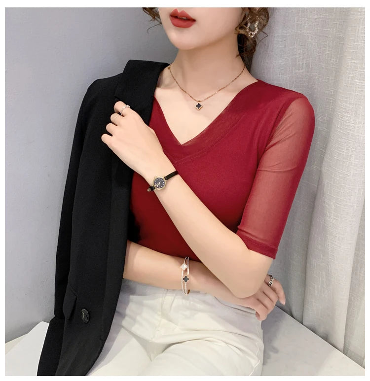 Women's Slim Fit V-Ne T-irt Me Inner Wear Top Spring Autumn Season Faionable Base irt Breathable Wear Resistant