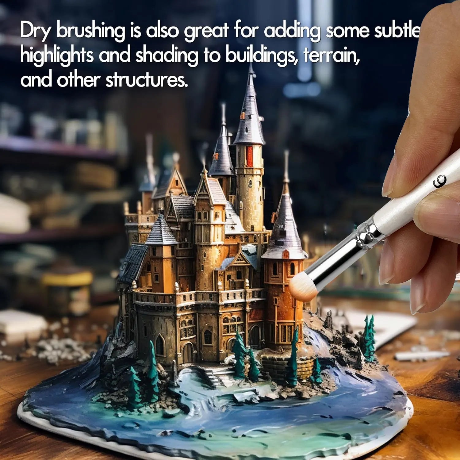 3pcs/6pcs Dry Brush Miniature Painting Drybrush , Professional Modellers Miniature Paint Brushes, Enamel Figurines Painting