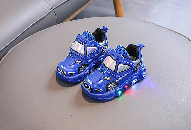 Autumn New Fashion Child Sneakers Versatile Car Cartoon Boy Shoes Comfort Thick Soled Luminous Casual Shoe Brand Sneakers Boy