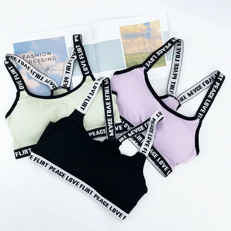 Women's Sports Bra Push Up Fitness Bra Yoga Bra Sport Underwear Running Gym Fitness Tops Black White Letters Seamless Underwear