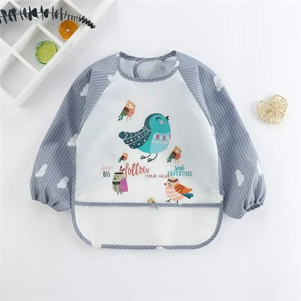 Baby Long Sleeve Scarf Waterproof Toddler Art Smock Feeding Bib Apron Pocket Infant Boys Girls Burp Cloth Banana Bibs for1-3Year