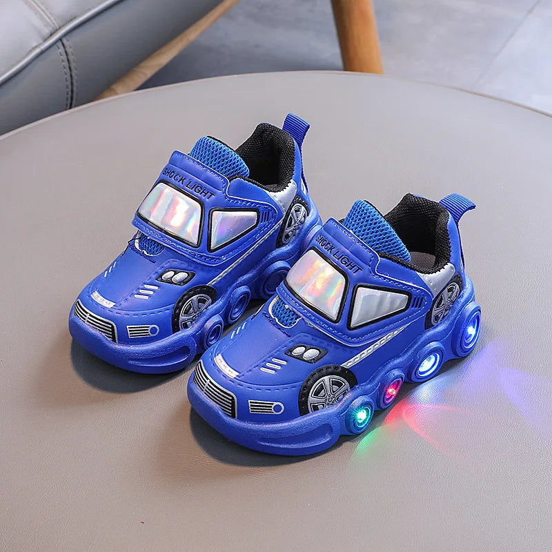 Autumn New Fashion Child Sneakers Versatile Car Cartoon Boy Shoes Comfort Thick Soled Luminous Casual Shoe Brand Sneakers Boy