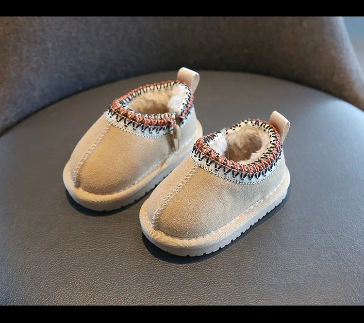 Baby Warm Casual Flat Low Top Snow Boots 2025 Winter Fashion Childrens' Concise Soft Soled Comfortable Non Slip Cotton Shoes