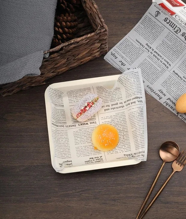 Retro English Newspaper Food Grade Grease Paper Bread Sandwich Burger Fries Wrappers Cookie  Food Accessories for Baking Kitchen