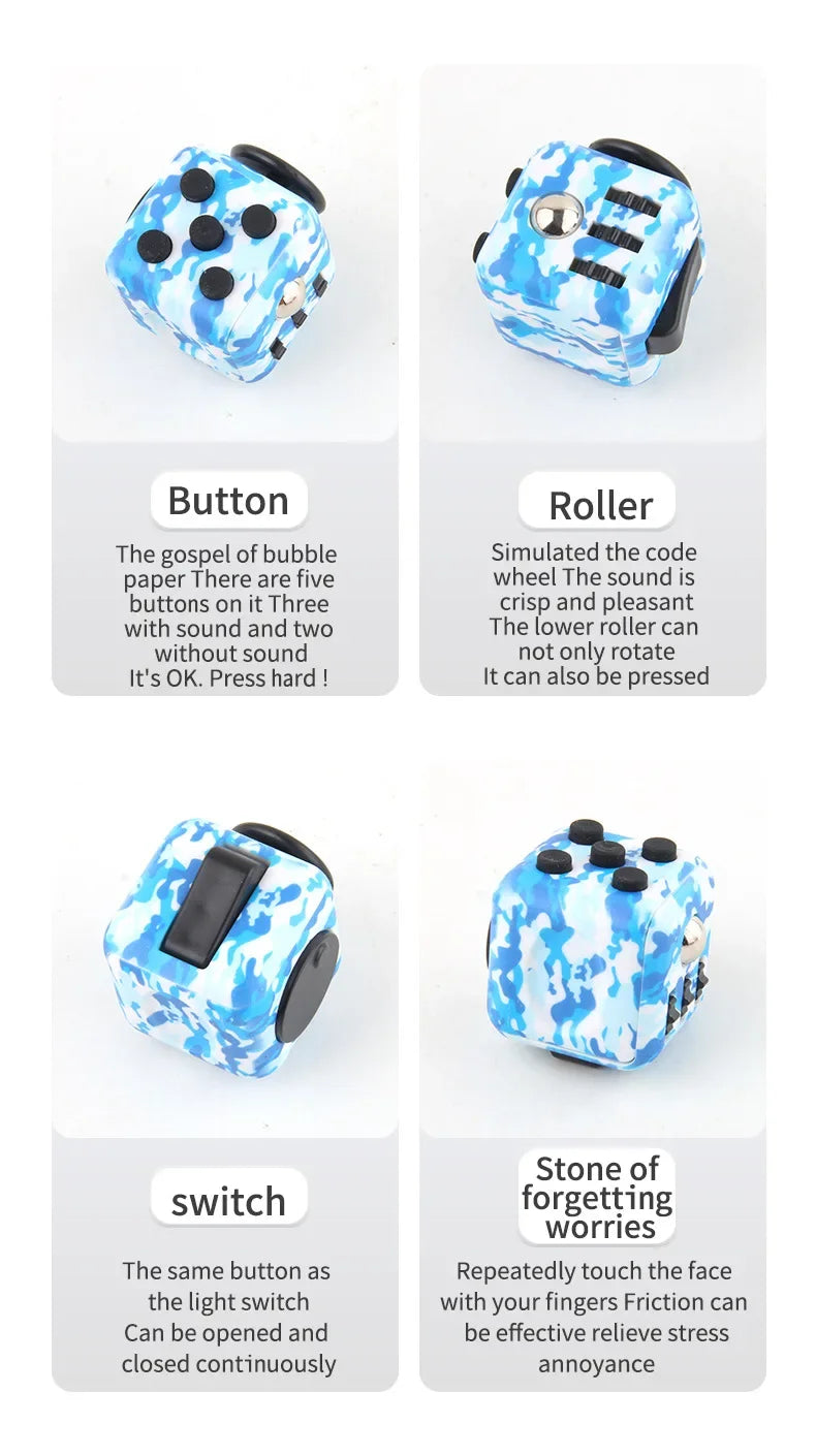 Fidget Stress Relief Dice Colorful Anti-Stress Fingertip Toys for Autism & Anxiety Relief