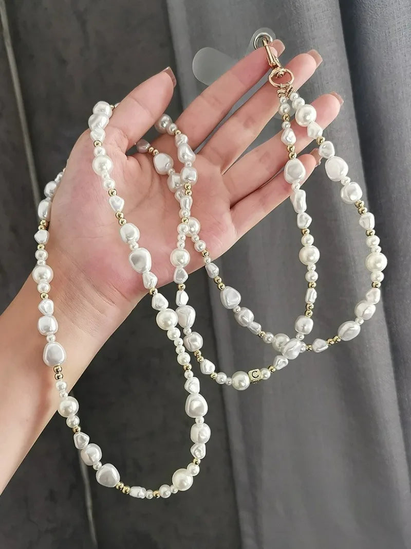 Pearl Crossbody Lanyard Women's Ins Outdoor Travel Mountain Climbing Fashion Back Chain Mobile Phone Lanyard Xiaoxiangfeng