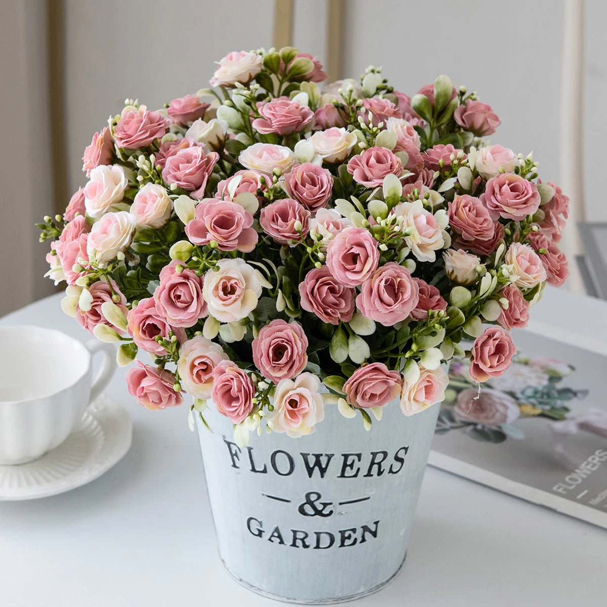 Artificial Flowers Silk Rose Wedding Bridal Bouquet Home Table Outdoor Garden Archway Ultraviolet Proof DIY Gift Room Decoration