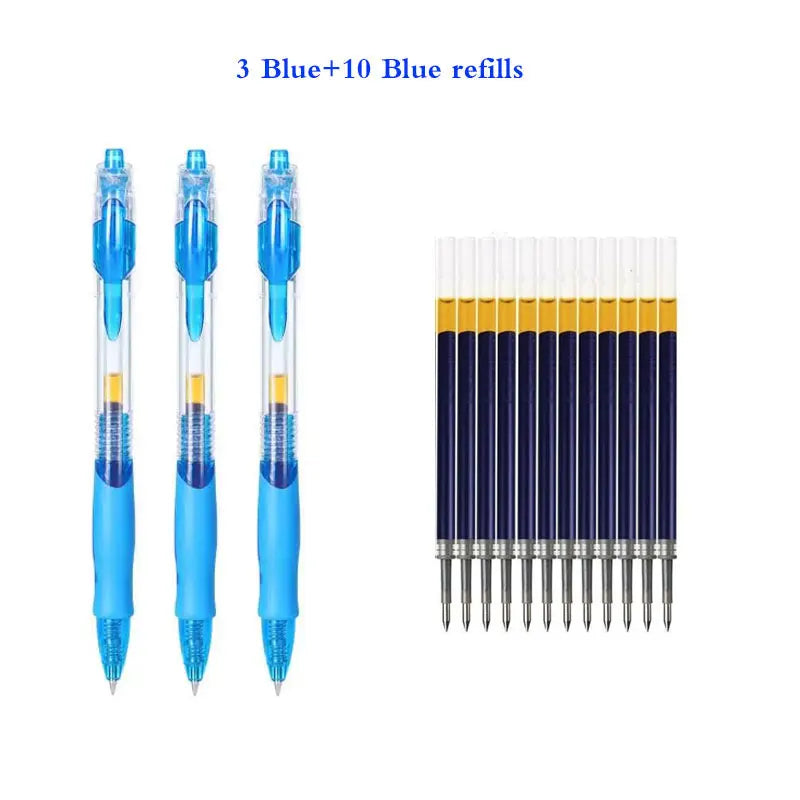 13/30pcs Retractable Gel Pens Set Black/Red/Blue Ink Ballpoint for Writing Refills Office Accessories School Supplies Stationer